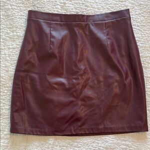 River Island Burgundy Faux Leather Mini Skirt